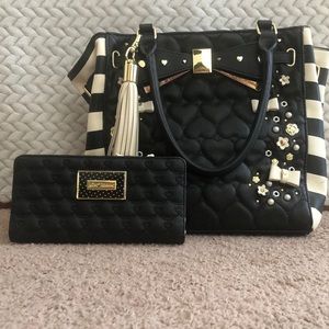 Black and cream BJ purse and matching wallet